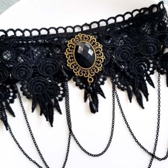 NEW Dolls Kill Handmade Delicate Fate Black Lace Choker Necklace - Picture 5 of 11